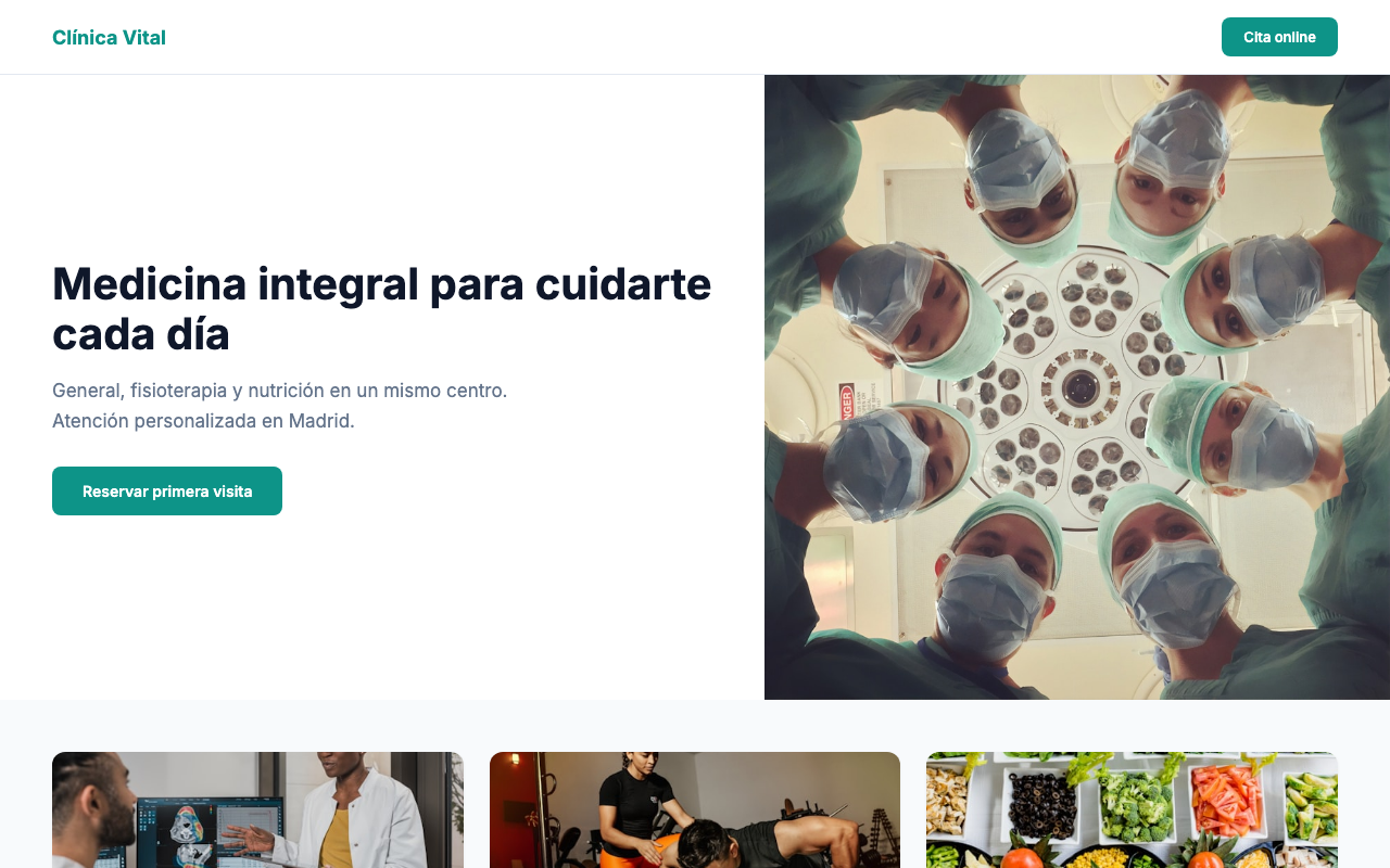 Captura de la web de Clínica Vital