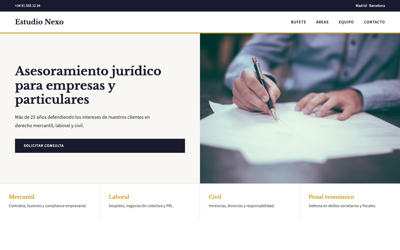 Captura de la web de Estudio Nexo