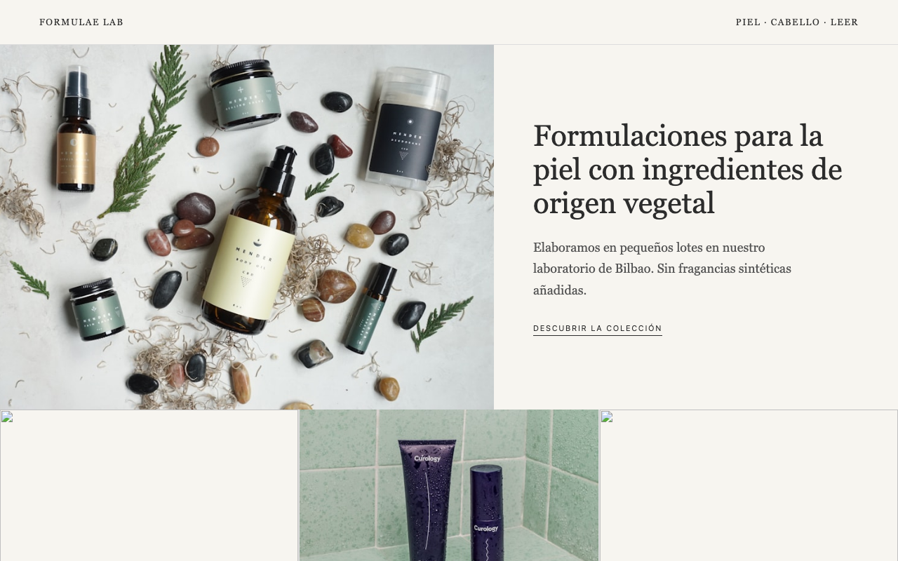 Captura de la web de Formulae Lab