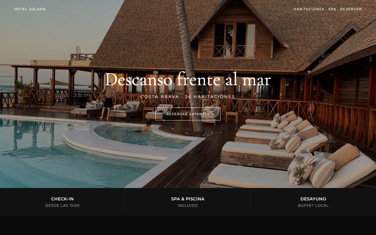Captura de la web de Hotel Solana