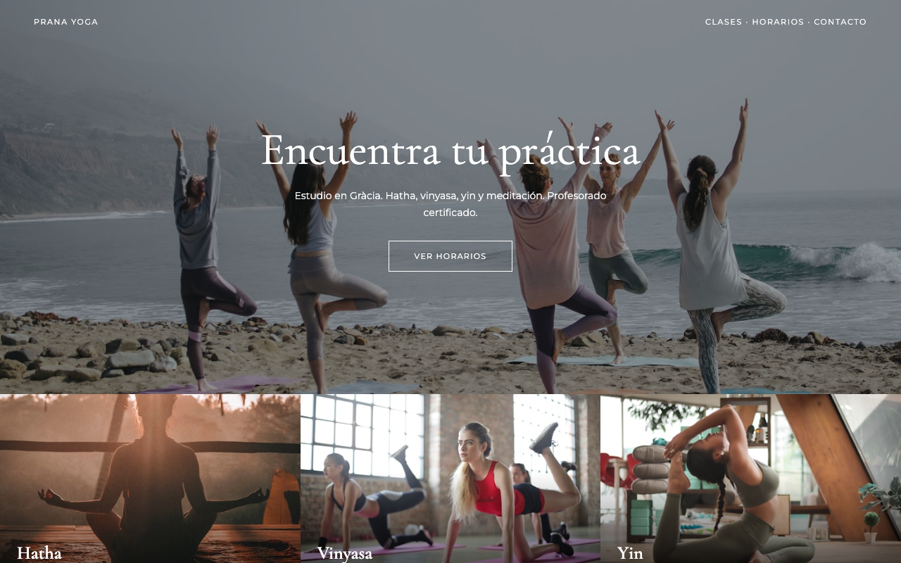 Captura de la web de Prana Yoga