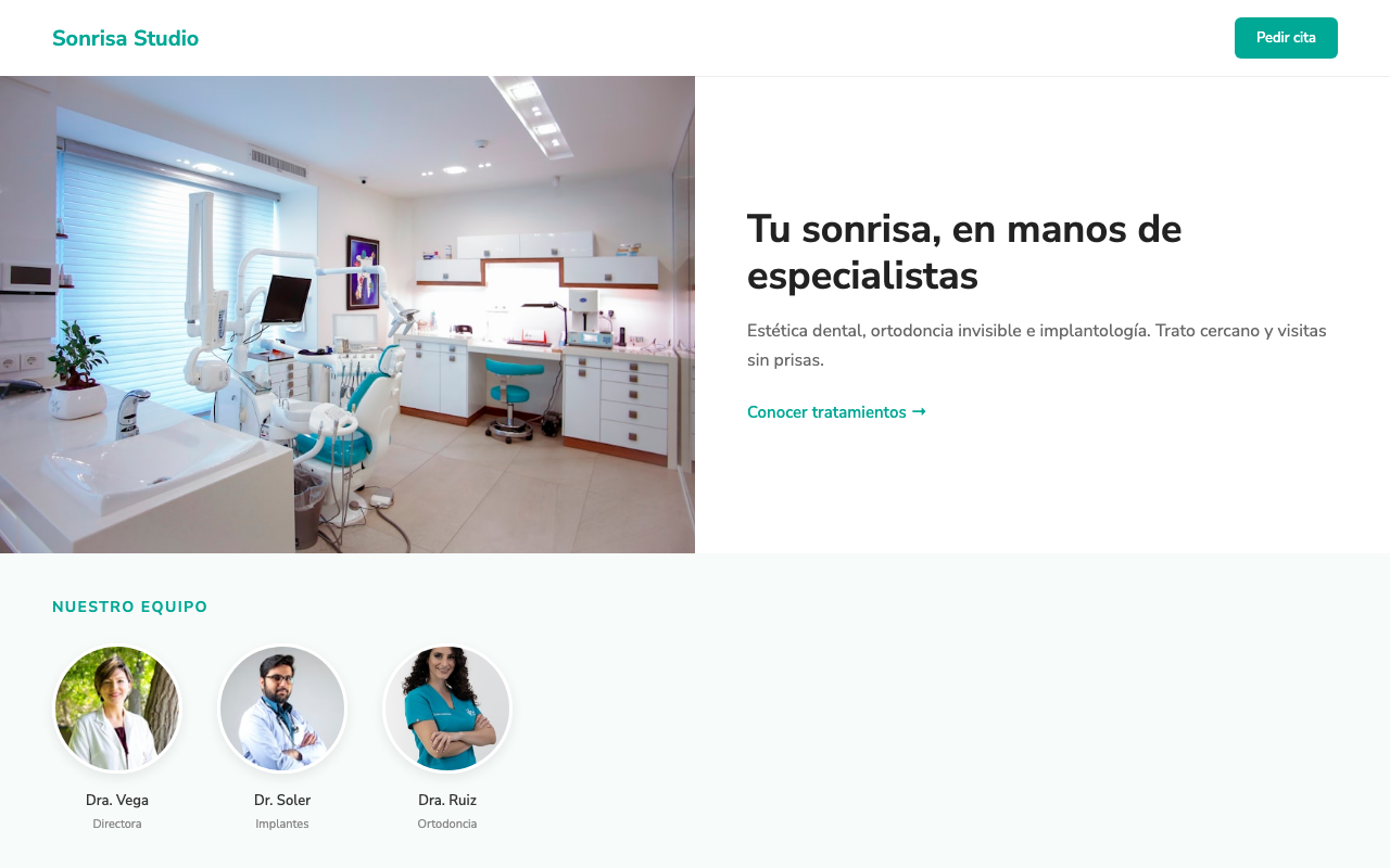 Captura de la web de Sonrisa Studio