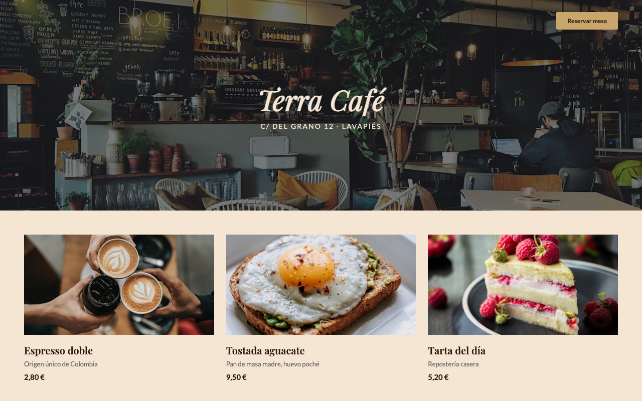 Captura de la web de Terra Café